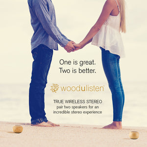 woodulisten wood wireless speaker, one is great, two is better, true wireless stereo, pair two for amazing left channel right channel stereo experience