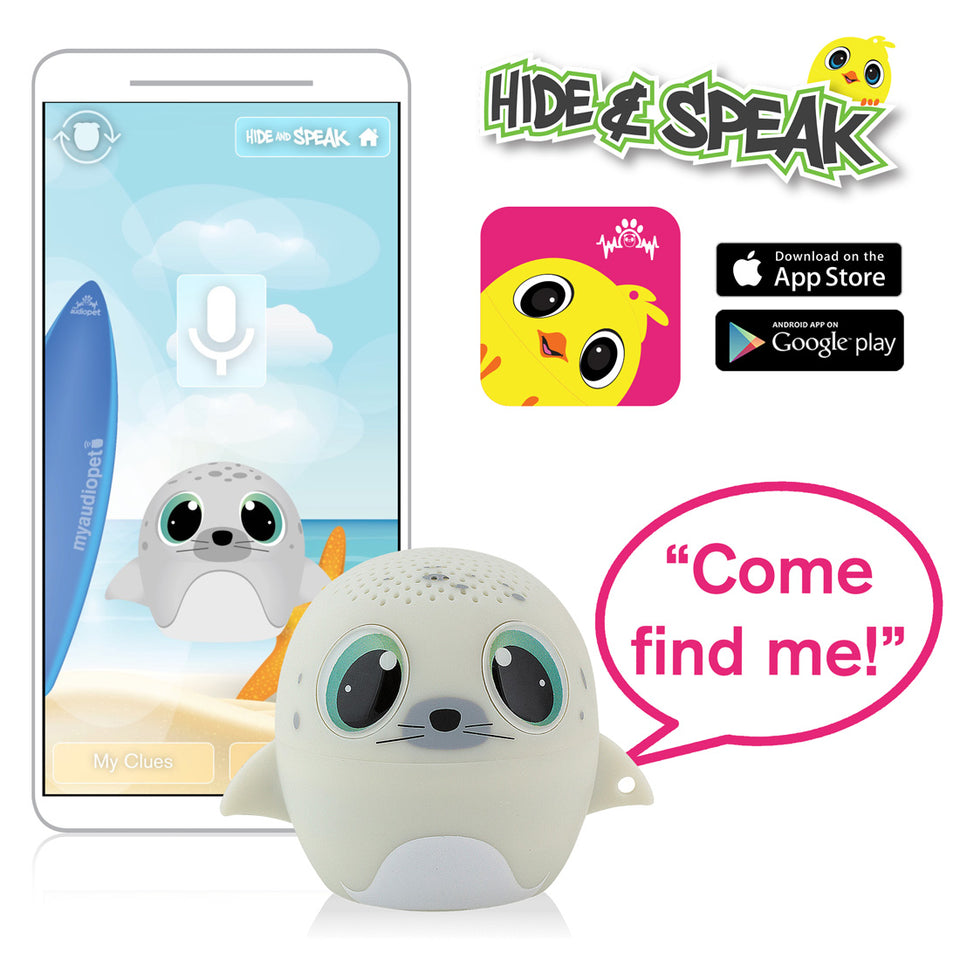 My Audio Pet SEALebration Wireless Bluetooth Speaker with True Wireless Stereo Hide & Speak App available iTunes Google Play