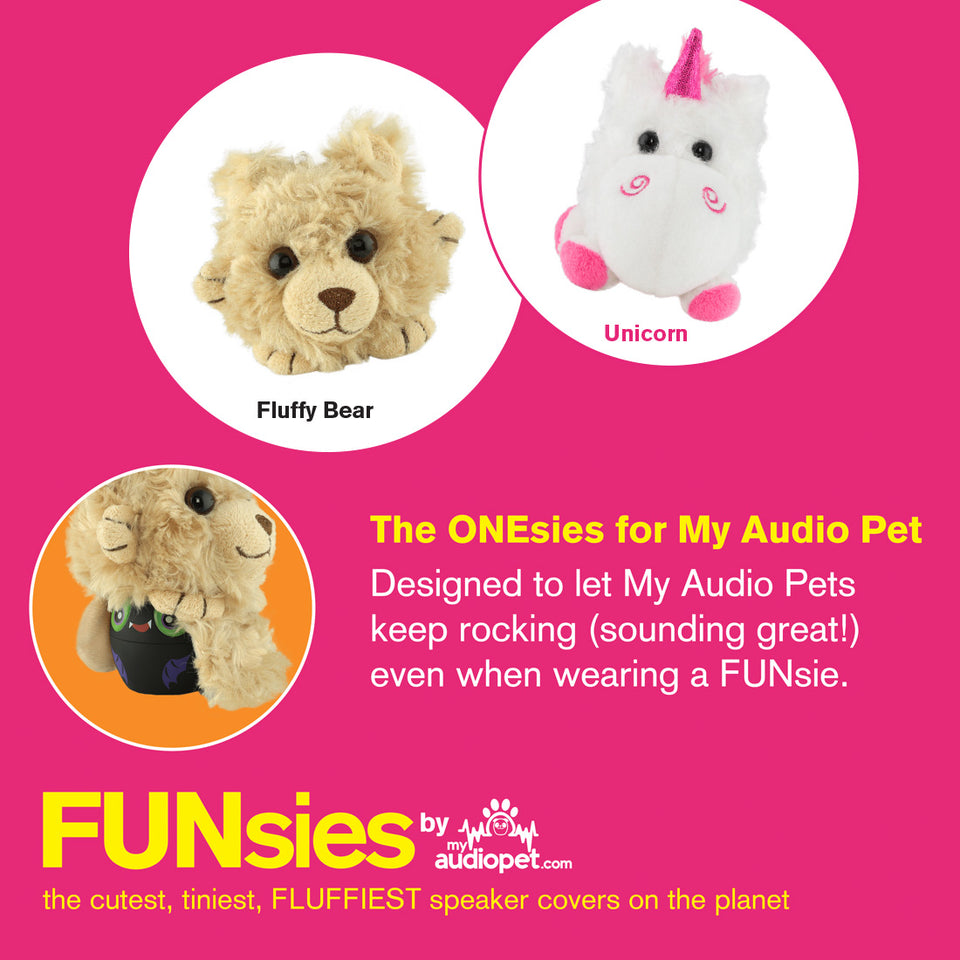 My Audio Pet Wireless Bluetooth Speaker Cover. Disguise My Audio Pet as a fluffy Unicorn! - and Fluffy Bear!