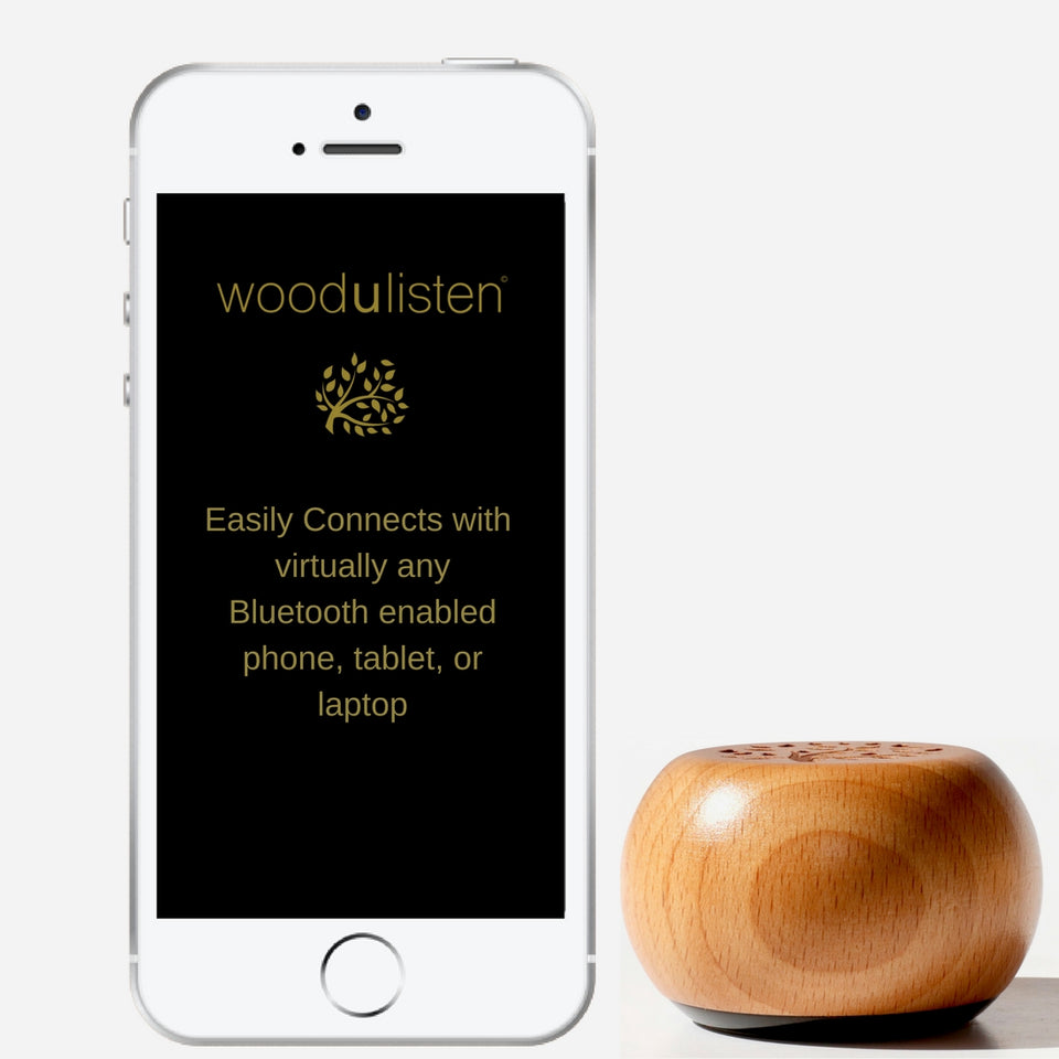 woodulisten wood wireless speaker, connect easily to iPhone, iPad, laptop, Samsung and other iOS and android devices